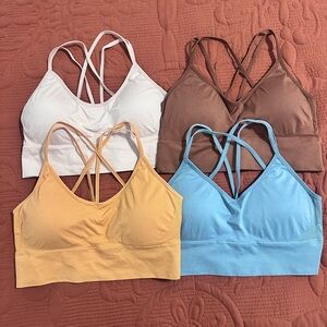 4 pack - strappy cross cross padded sports bras